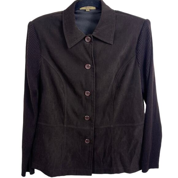 Women's Notations Brown Button Up Jacket XL Petite - Picture 4 of 4